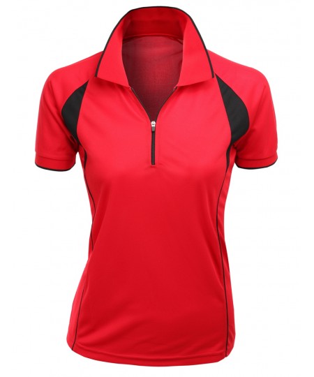 Women's Coolmax Fabric Sporty Feel Functional Short Sleeve Polo T-Shirt