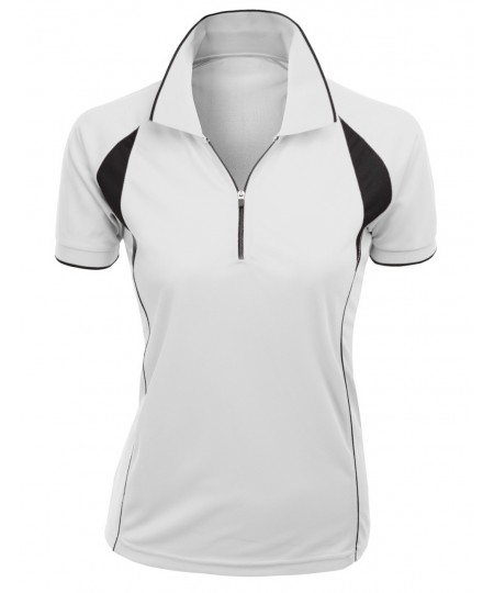 Women's Coolmax Fabric Sporty Feel Functional Short Sleeve Polo T-Shirt