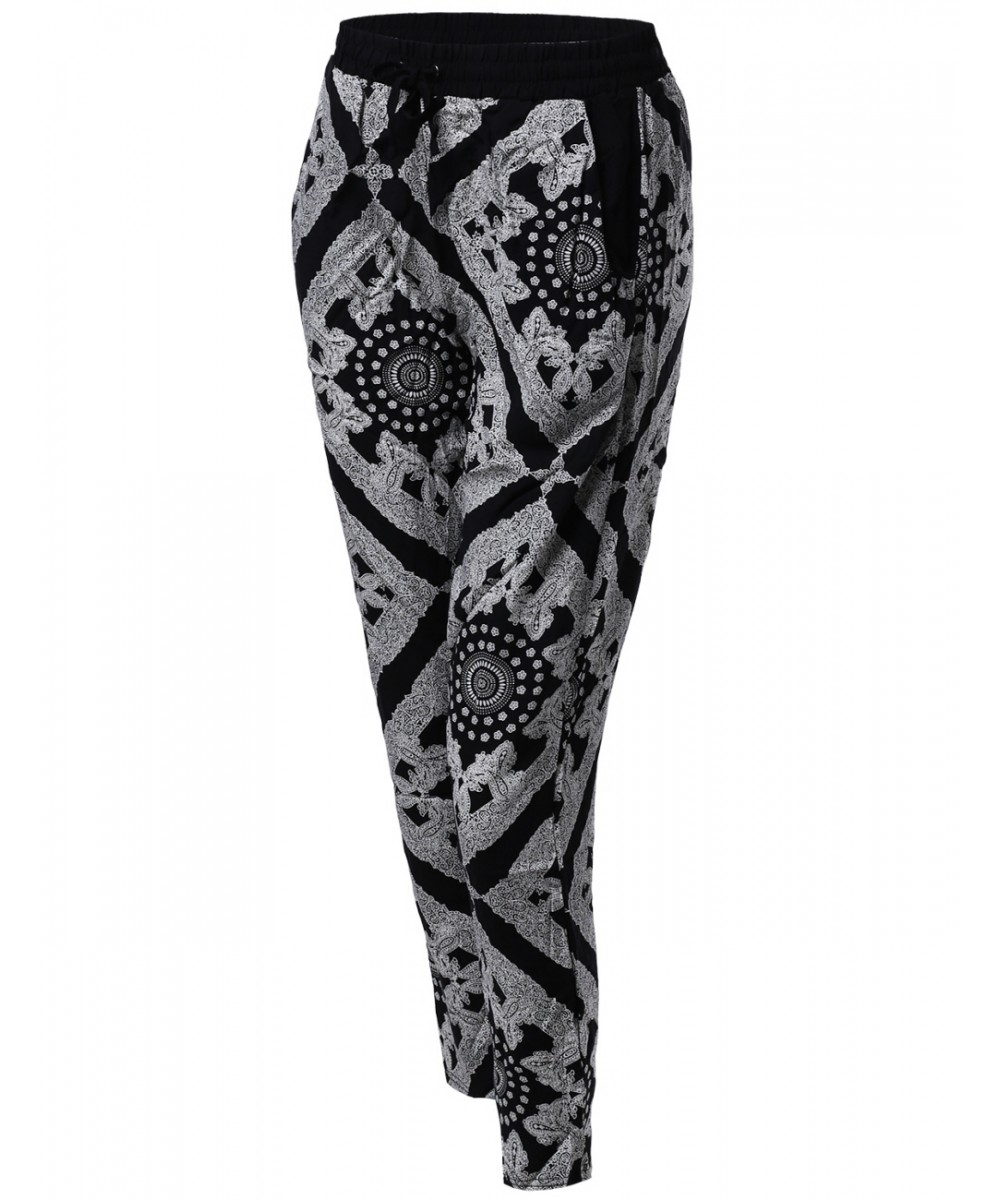 Paisley Pattern Draped Harem Pants - FashionOutfit.com