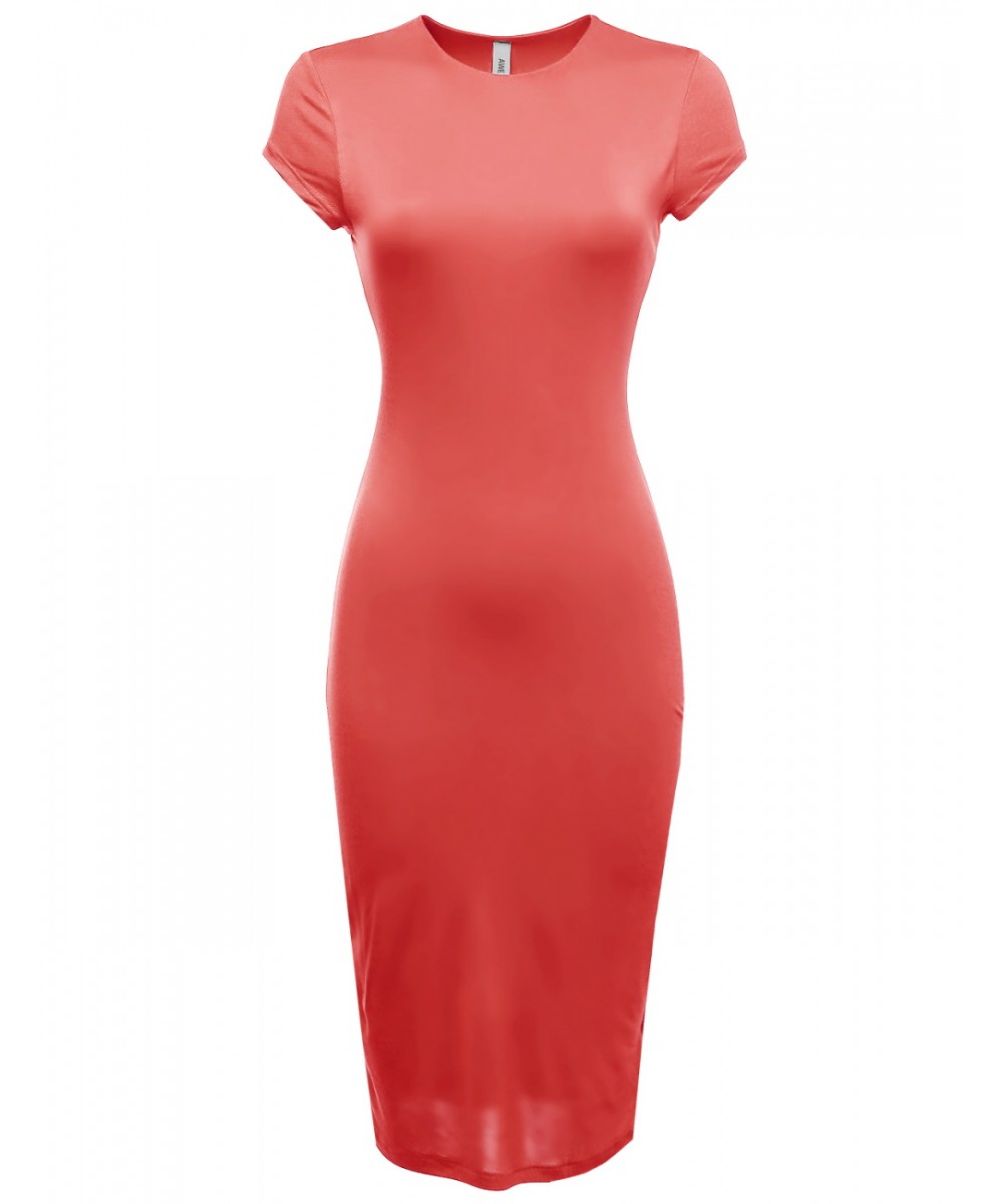 Women's Cap Sleeve Double Layer Long Bodycon Midi Dress - FashionOutfit.com