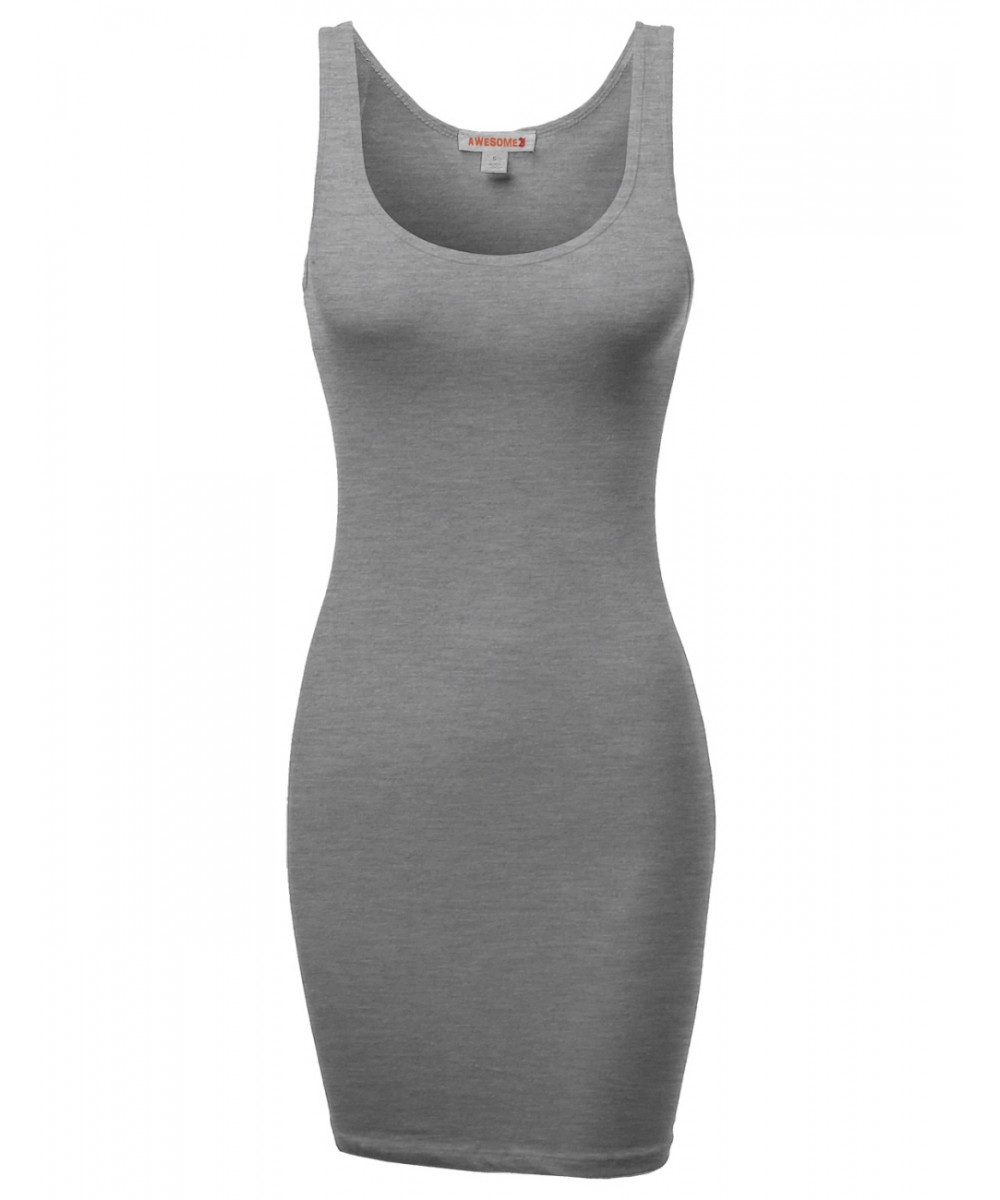 Basic Solid Racerback Sleeveless Tanktop Dresses - FashionOutfit.com